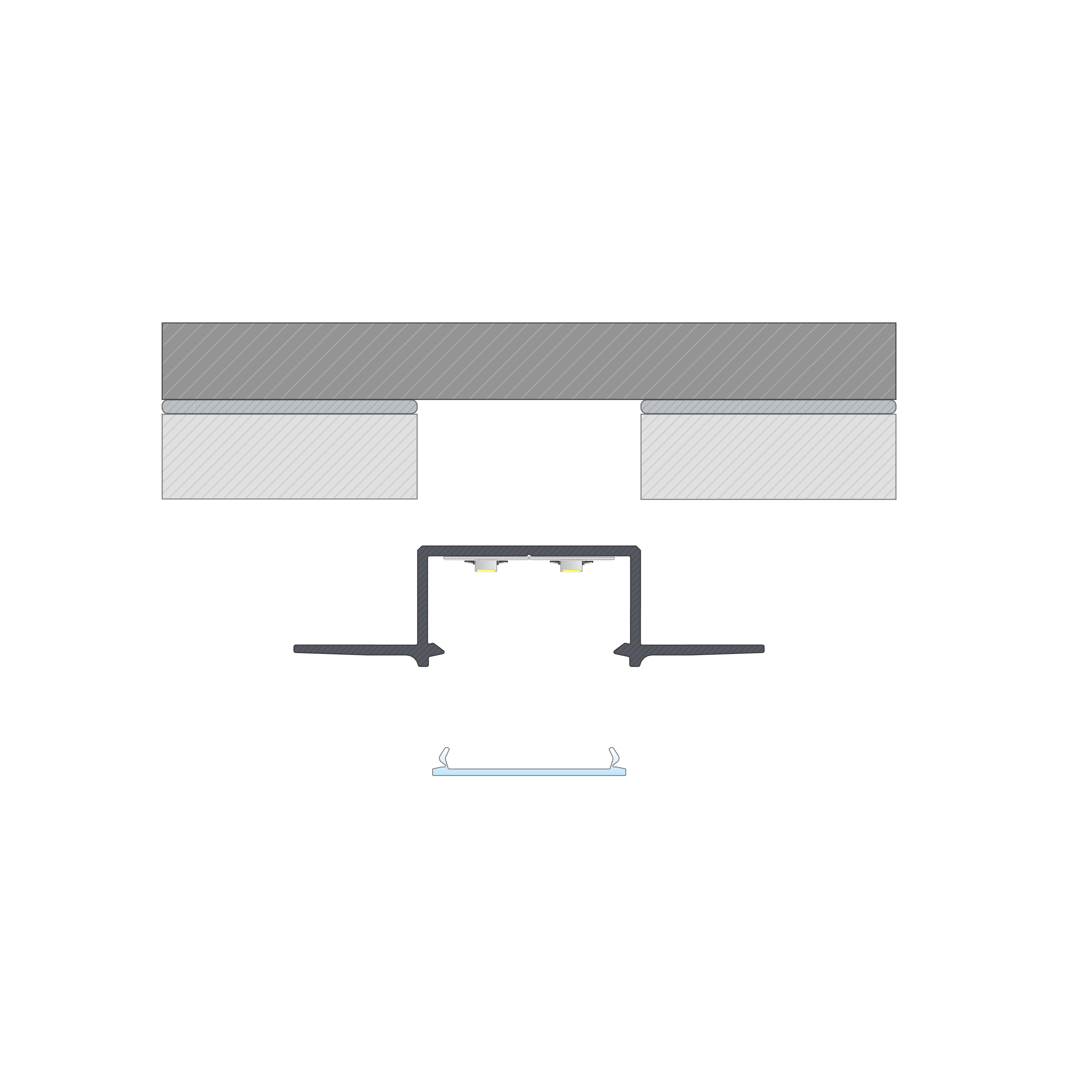 Užglaistomas LED profilis Hiro, juodas 2m